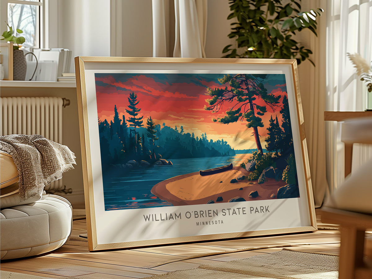 William O'Brien State Park Landscape Matte Border Poster | Minnesota Vacation Wall Art — framed and ready to hang