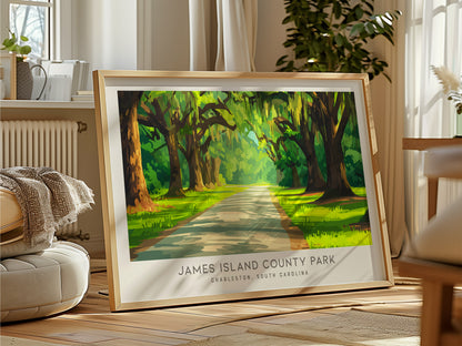 James Island County Park Landscape Matte Border Poster | Charleston, South Carolina Travel Wall Art — framed and ready to han
