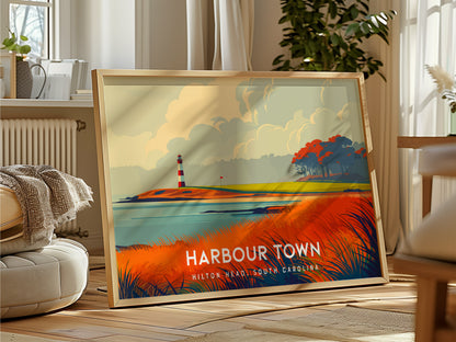 Harbour Town Golf Links Landscape, Hilton Head, South Carolina Poster | Country Club Decor & Links Wall Art — framed and read