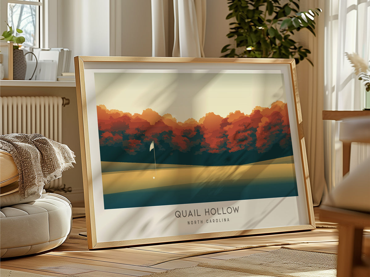 Quail Hollow Landscape Matte Border Poster | North Carolina Travel Wall Art — framed and ready to hang