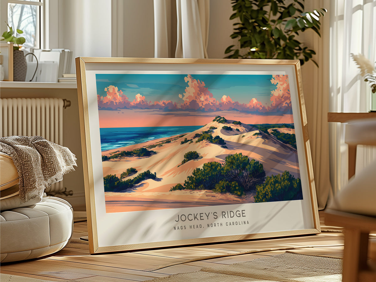 Jockey's Ridge Landscape Matte Border Poster | Nags Head, North Carolina Vacation Wall Art — framed and ready to hang