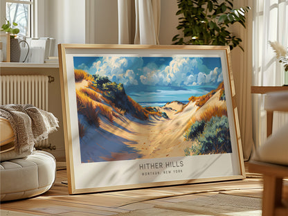 Hither Hills Landscape Matte Border Poster | Montauk, New York Coastal Beach Decor — framed and ready to hang