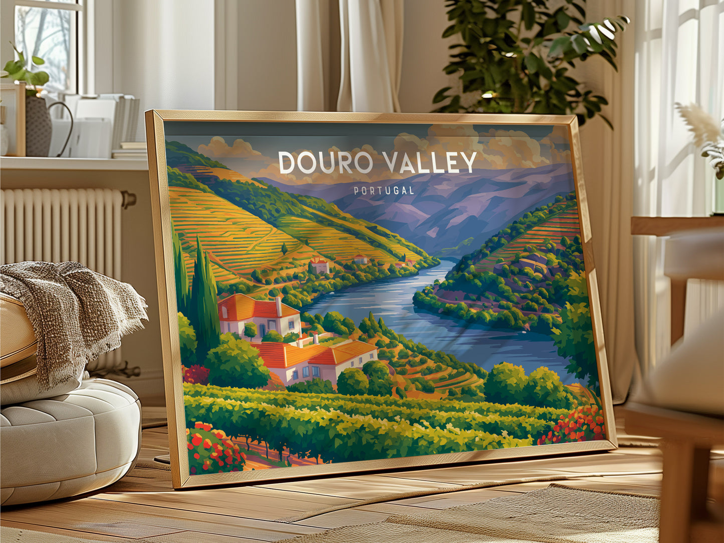 Douro Valley, Portugal Landscape Poster | Wine Country Destination Print Wall Art — framed and ready to hang