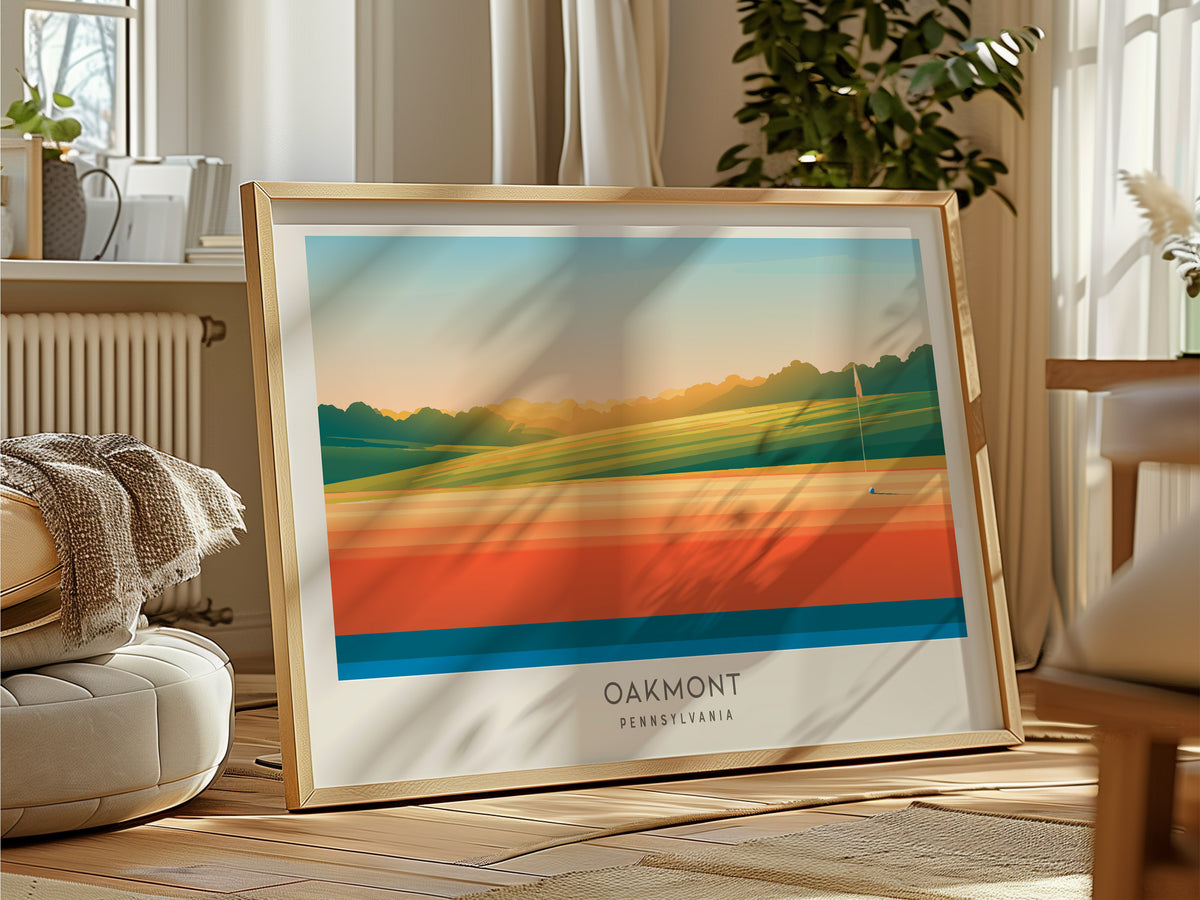 Oakmont Landscape Matte Border Poster | Pennsylvania Travel Wall Art — framed and ready to hang