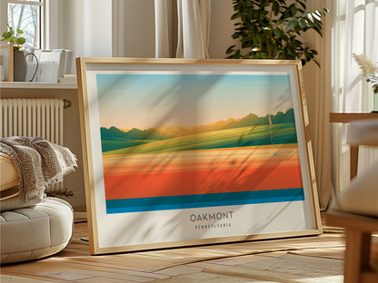 Oakmont Landscape Matte Border Poster | Pennsylvania Travel Wall Art — framed and ready to hang