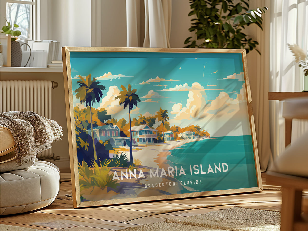 Anna Maria Island, Bradenton, Florida Poster | Landscape Tropical Beach Print Wall Art — framed and ready to hang