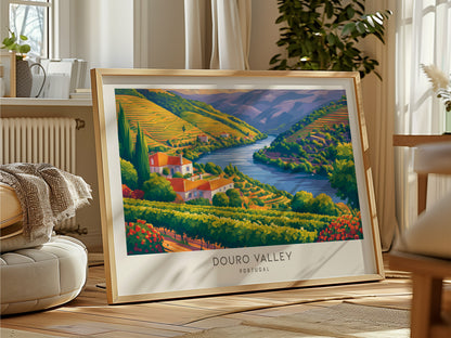 Douro Valley Landscape Matte Border Poster | Portugal Travel Wall Art — framed and ready to hang