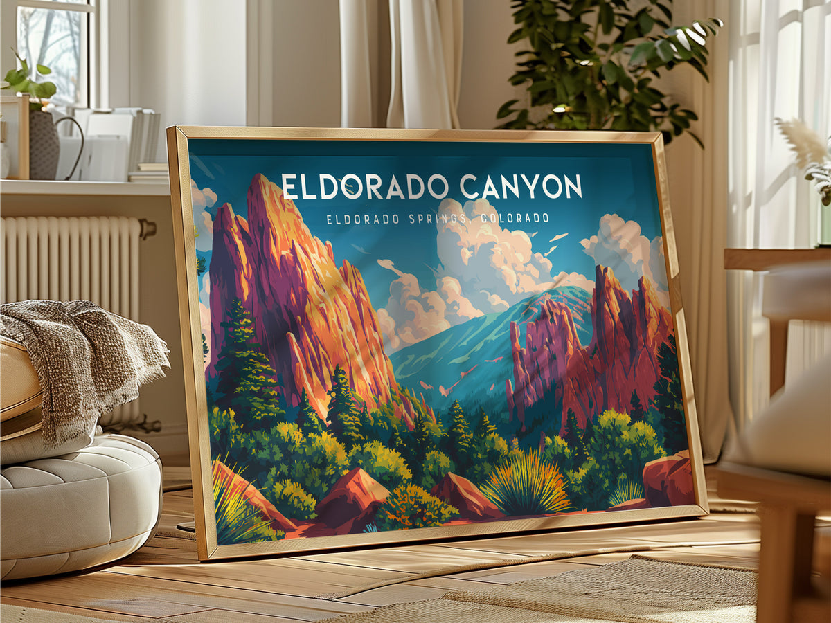 Eldorado Canyon Landscape Poster | Eldorado Springs, Colorado Travel Wall Art — framed and ready to hang