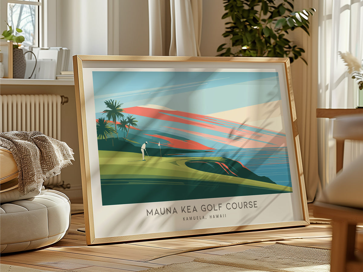 Mauna Kea Golf Course Landscape Matte Border Poster | Kamuela, Hawaii Golf Wall Art & Framed or Unframed Links Poster — frame