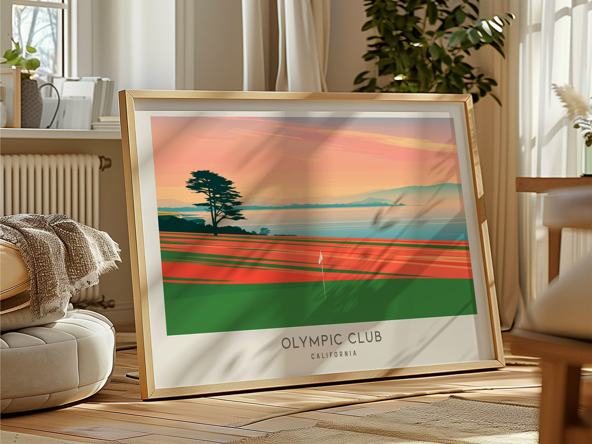 Olympic Club Landscape Matte Border Poster | California Golf Wall Art & Framed or Unframed — framed and ready to hang