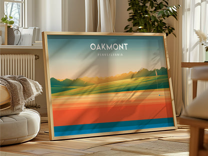 Oakmont, Pennsylvania Landscape Poster | Golf Wall Art & Framed or Unframed Links Decor — framed and ready to hang