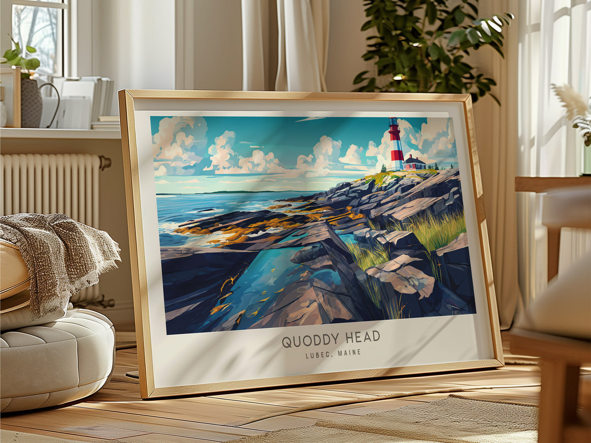 Quoddy Head Landscape Matte Border Poster | Lubec, Maine Destination Print — framed and ready to hang