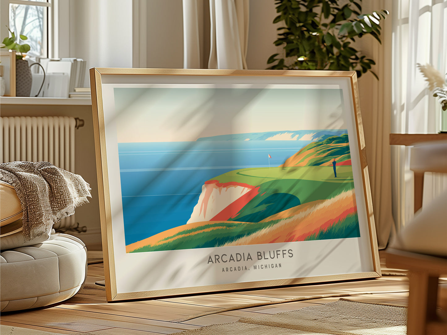 Arcadia Bluffs Landscape Matte Border Poster | Golf Wall Art Arcadia, Michigan Framed or Unframed — framed and ready to hang