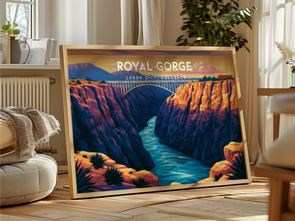 Royal Gorge Landscape, Canon City, Colorado Poster | Scenic Gorge Adventure Framed or Unframed Wall Art — framed and ready to