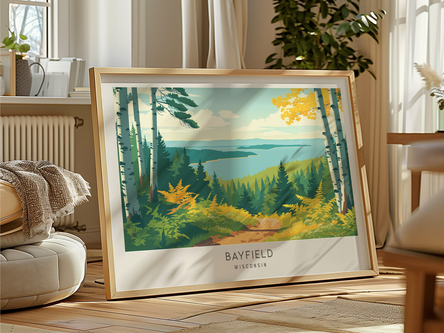 Bayfield Landscape Matte Border Poster | Wisconsin Vacation Wall Art — framed and ready to hang