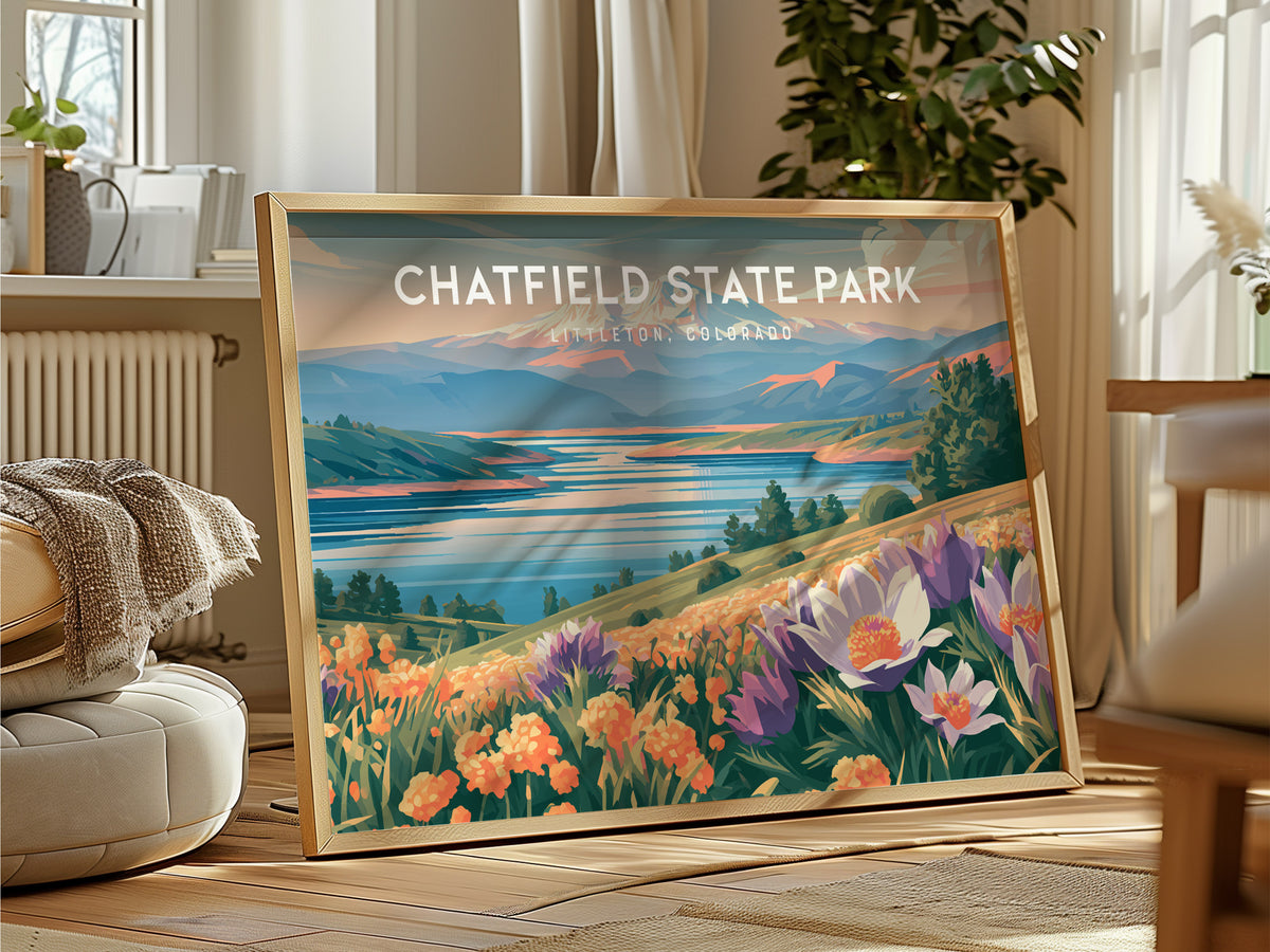 Chatfield State Park Landscape Poster | Littleton, Colorado Vacation Wall Art — framed and ready to hang