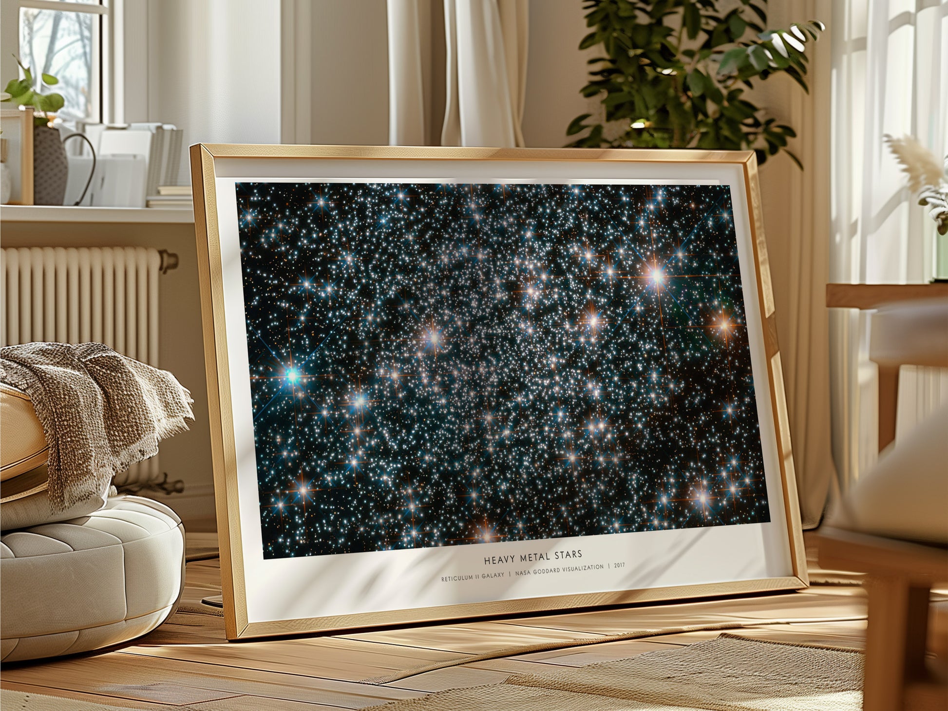 Heavy Metal Stars Landscape Poster | Reticulum II Galaxy NASA Astronomy Print Space Photography Wall Art — framed and ready t
