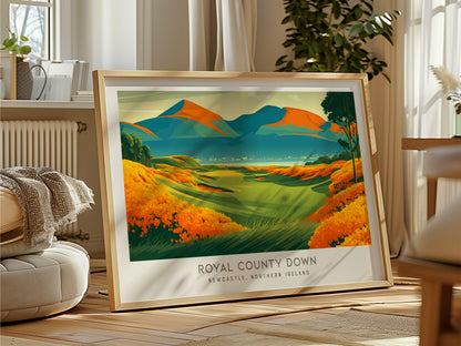 Royal County Down Landscape Matte Border Poster | Newcastle, Northern Ireland Travel Wall Art — framed and ready to hang