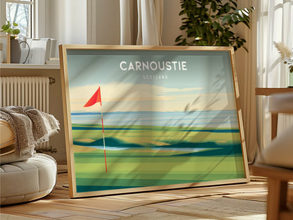 Carnoustie Landscape Poster | Scotland Golf Wall Art Framed or Unframed — framed and ready to hang