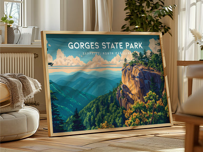 Gorges State Park Landscape Poster | Sapphire, North Carolina Framed or Unframed Beach House Decor — framed and ready to hang