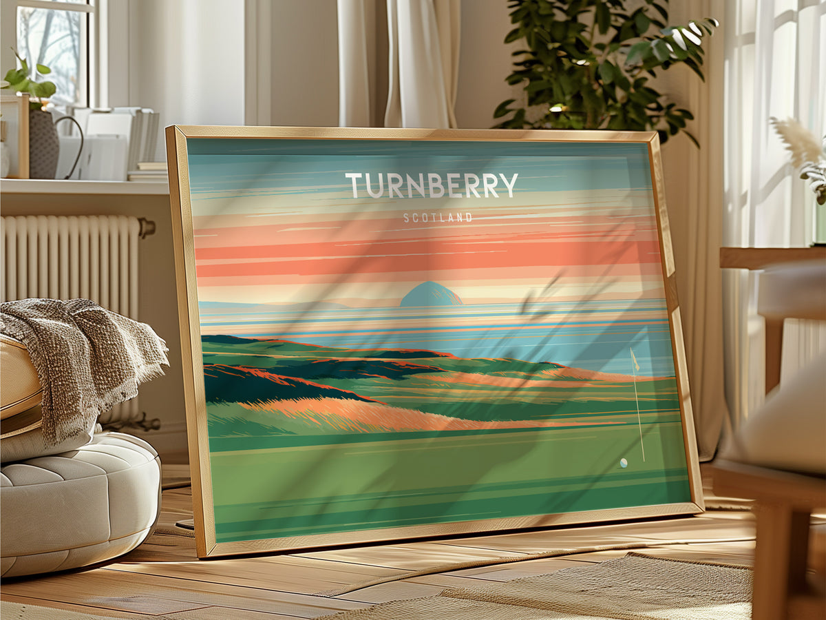 Turnberry Landscape Poster | Scotland Golf Wall Art & Framed or Unframed — framed and ready to hang