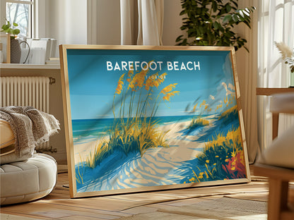 Barefoot Beach, Florida Poster | Tropical Shoreline Landscape Coastal Decor Wall Art — framed and ready to hang