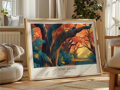 Hobe Sound Landscape Matte Border Poster | Florida Coastal Decor Vacation Home Gift Wall Art — framed and ready to hang