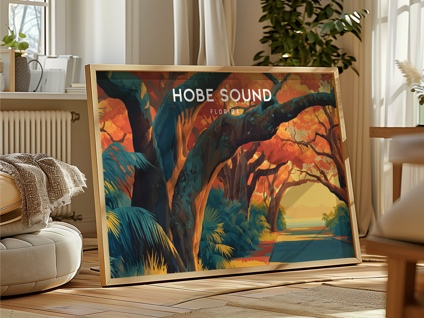 Hobe Sound, Florida Poster | Landscape Beach House Decor Sunshine State Print Wall Art — framed and ready to hang