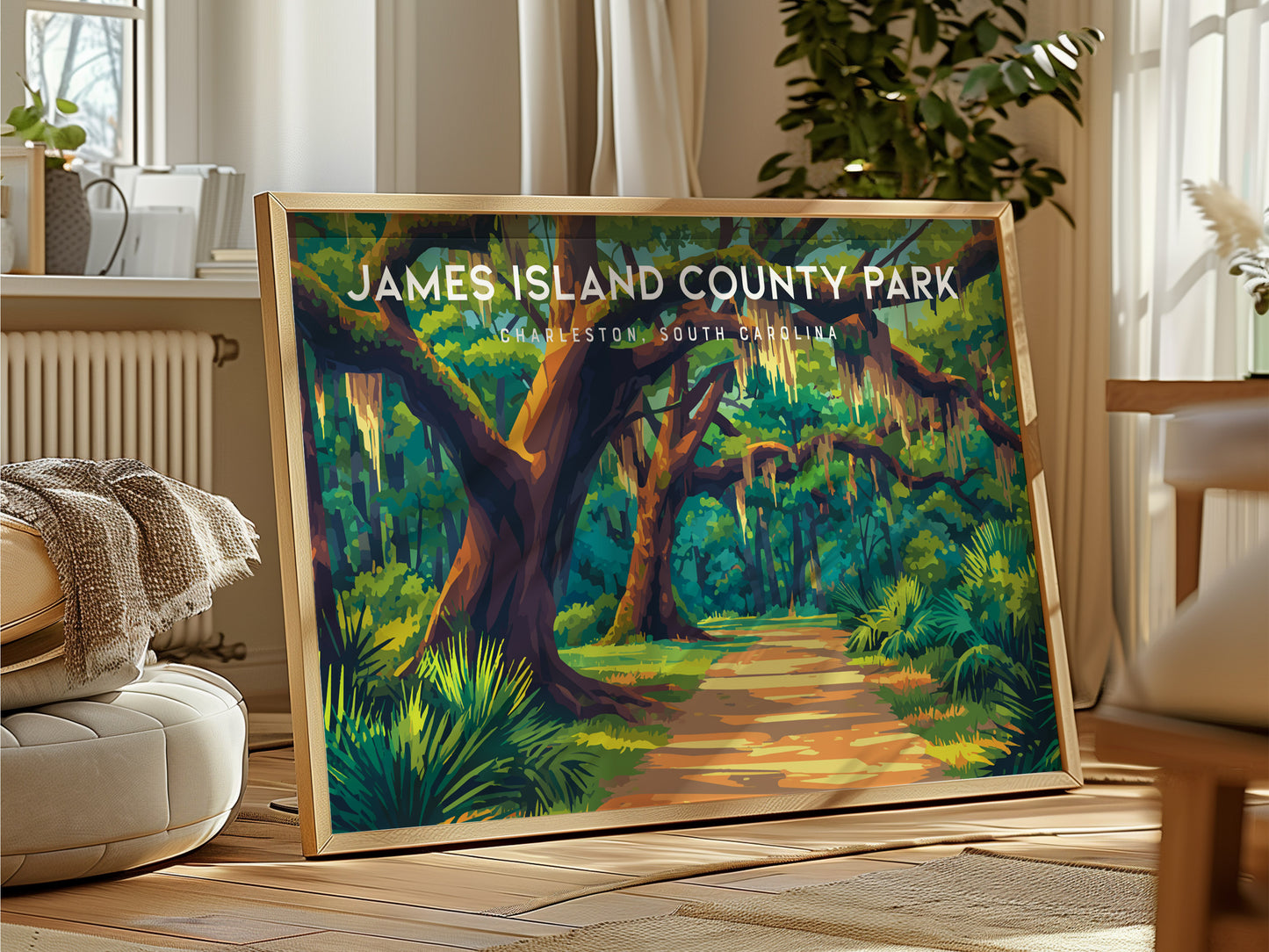 James Island County Park Landscape Poster | Charleston, South Carolina Destination Print Wall Art — framed and ready to hang