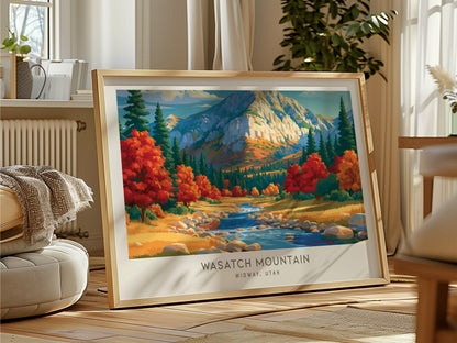 Wasatch Mountain Landscape Matte Border Poster | Midway, Utah Vacation Wall Art — framed and ready to hang