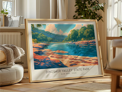 Dinosaur Valley State Park Landscape Matte Border Poster | Glen Rose, Texas Framed or Unframed Travel Wall Art — framed and r
