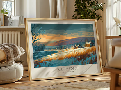Valley Forge Landscape Matte Border Poster | Pennsylvania Framed or Unframed Travel Art — framed and ready to hang