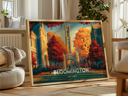 Bloomington, Indiana Landscape Poster | Framed or Unframed Vacation Wall Art — framed and ready to hang