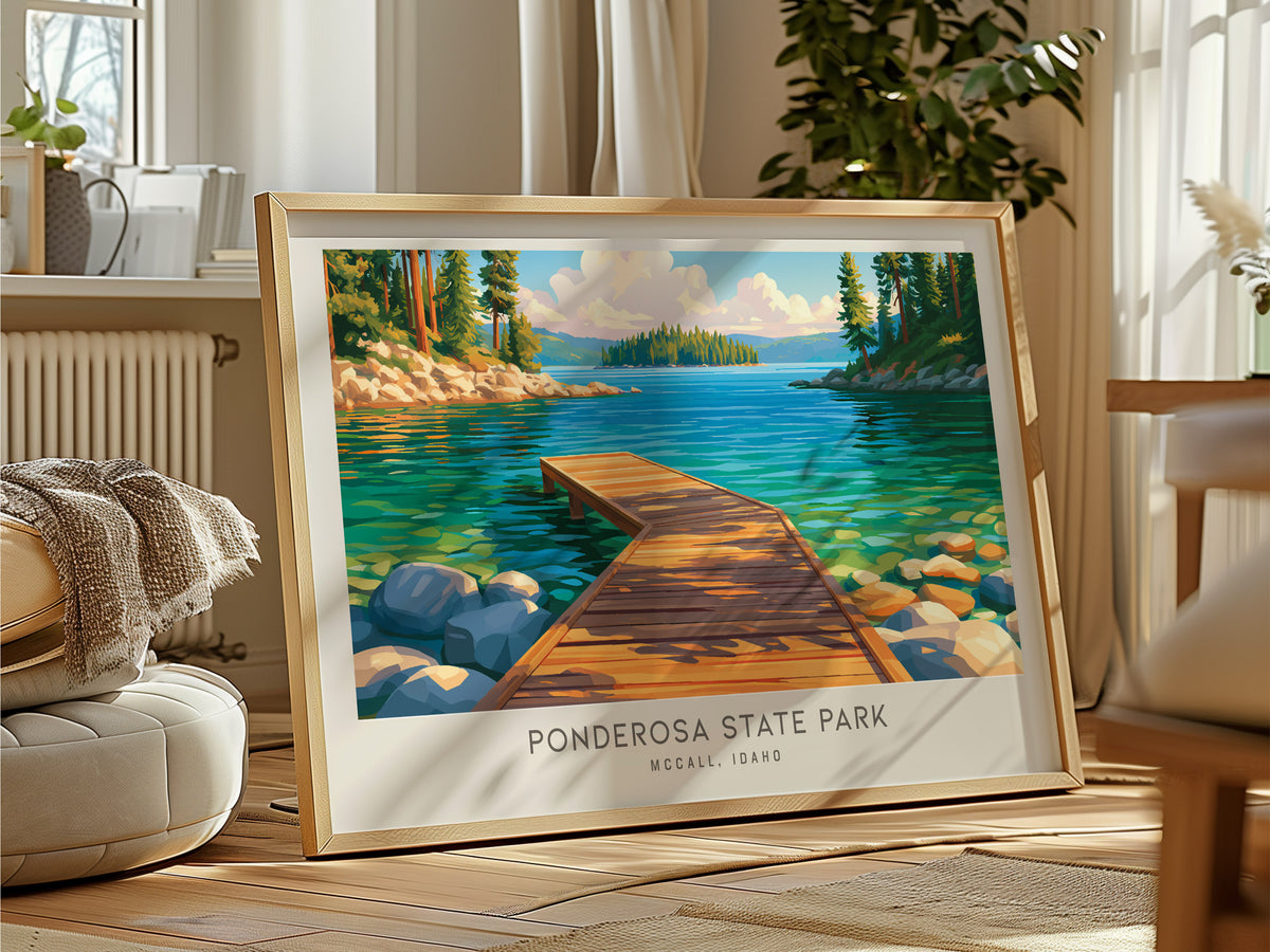 Ponderosa State Park Landscape Matte Border Poster | Mccall, Idaho Travel Gift Wall Art — framed and ready to hang