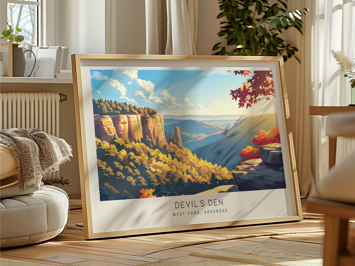 Devil's Den Landscape Matte Border Poster | West Fork, Arkansas Travel Gift Framed or Unframed — framed and ready to hang
