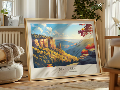 Devil's Den Landscape Matte Border Poster | West Fork, Arkansas Travel Gift Framed or Unframed — framed and ready to hang