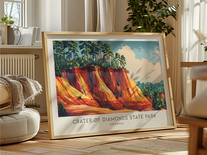 Crater of Diamonds State Park Landscape Matte Border Poster | Arkansas Travel Gift Framed or Unframed — framed and ready to h