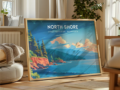 North Shore, Lake Superior, Minnesota Landscape Poster | Lake, Superior, Minnesota | Destination Print & Coastal Beach Decor