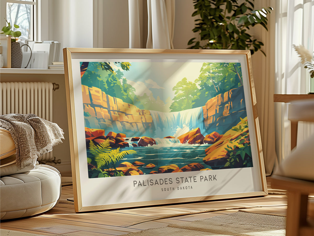 Palisades State Park Landscape Matte Border Poster | South Dakota Framed or Unframed Travel Wall Art — framed and ready to ha