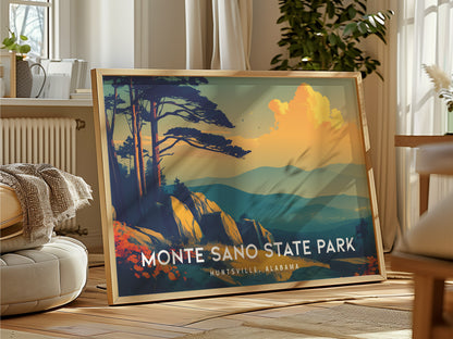 Monte Sano State Park Landscape Poster | Huntsville, Alabama Framed or Unframed Travel Gift Wall Art — framed and ready to ha
