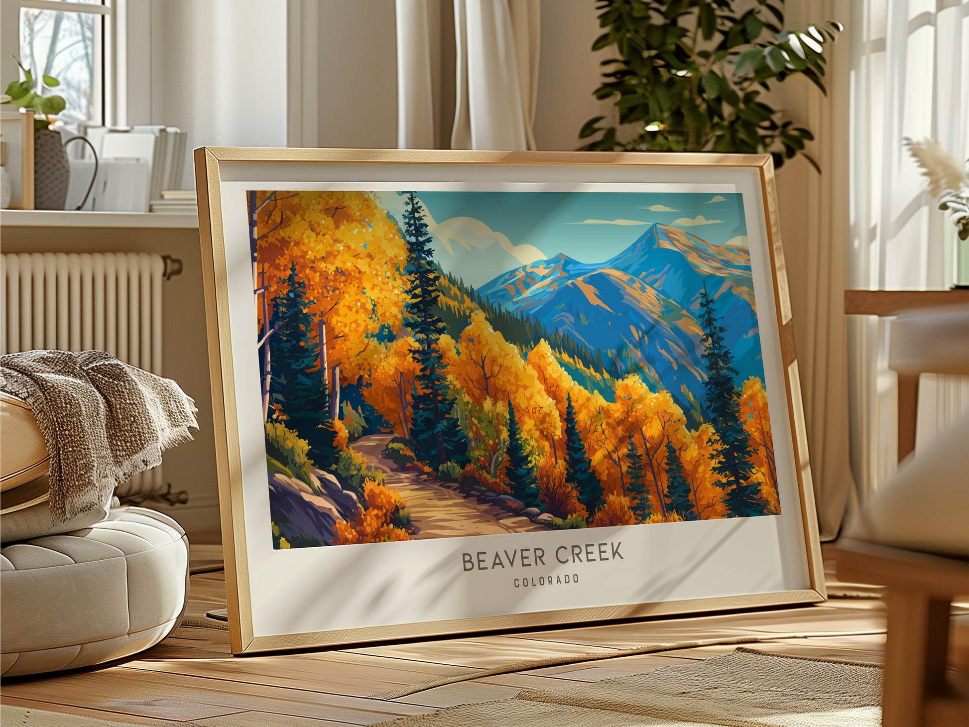 Beaver Creek Landscape Matte Border Poster | Colorado Destination Print Travel Wall Art — framed and ready to hang