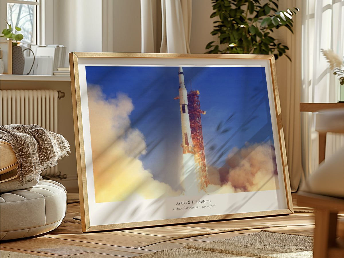 Apollo 11 Launch Landscape Poster | NASA Kennedy Space Center Space Photography Wall Art — framed and ready to hang