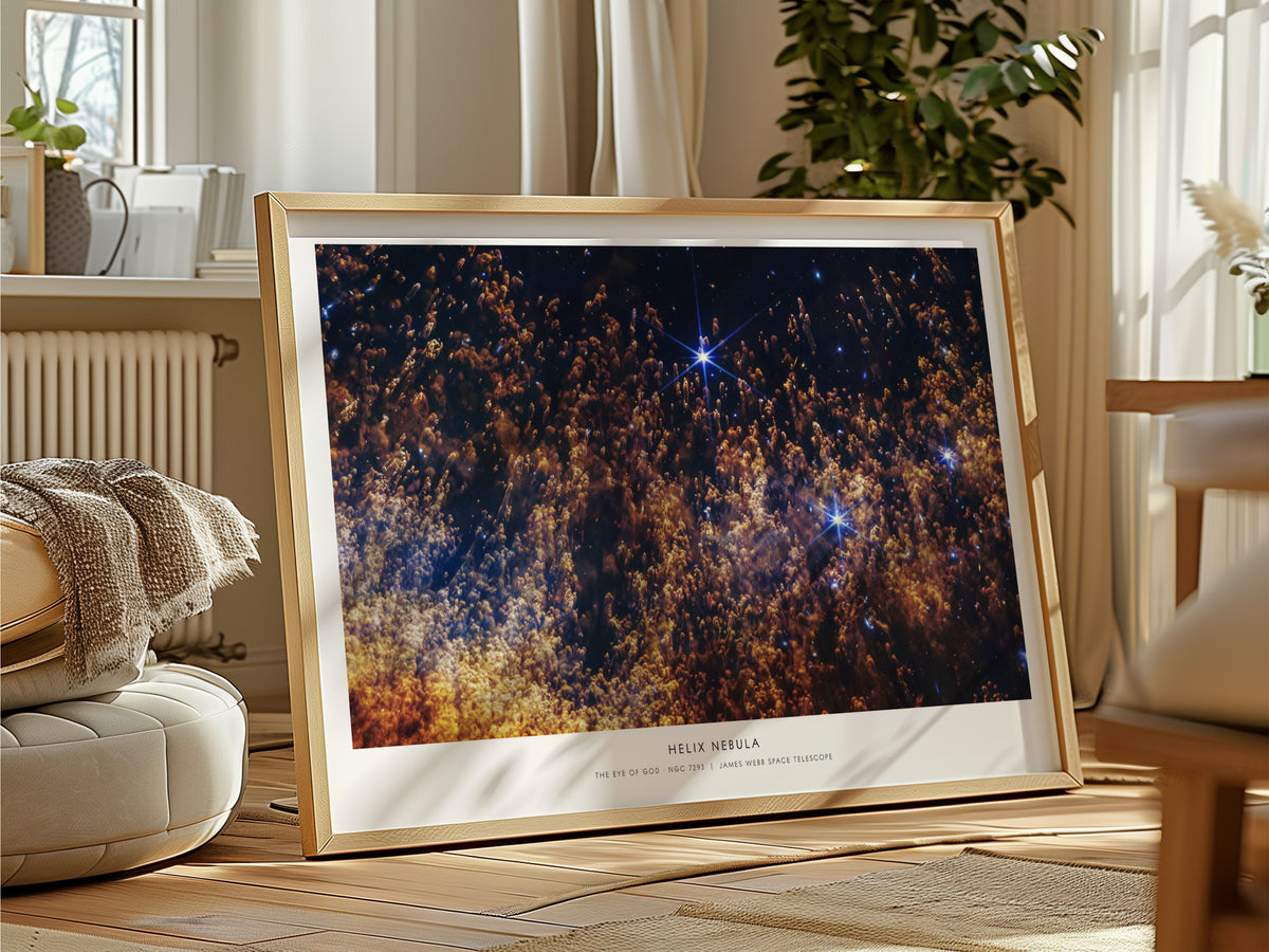 Helix Nebula Landscape Poster | The Eye of God · NGC 7293 Astronomy Print NASA Wall Art — framed and ready to hang