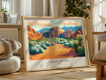 Snow Canyon Landscape Matte Border Poster | Utah Vacation Wall Art — framed and ready to hang