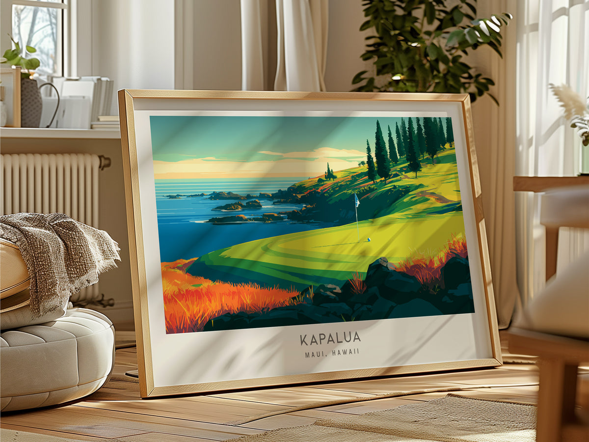 Kapalua Landscape Matte Border Poster | Maui, Hawaii Travel Wall Art — framed and ready to hang