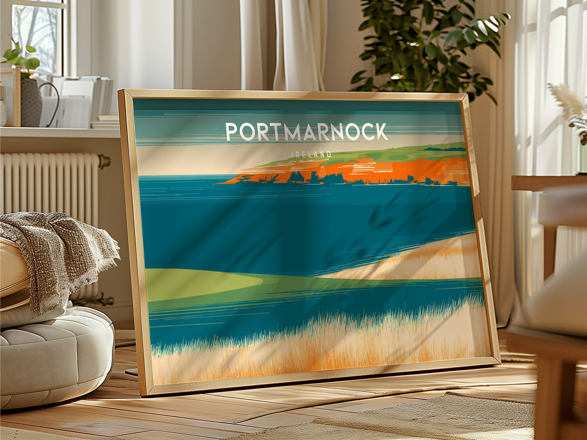 Portmarnock, Ireland Landscape Poster | Golf Course Print & Country Club Decor Wall Art — framed and ready to hang