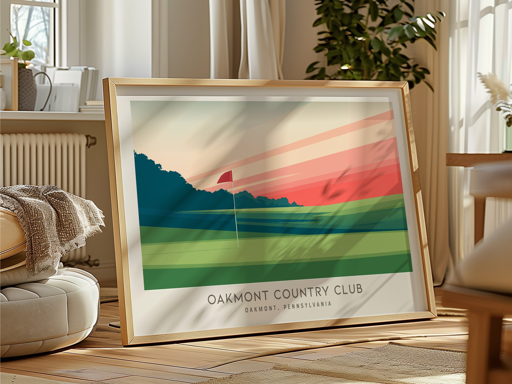 Oakmont Country Club Landscape Matte Border Poster | Oakmont, Pennsylvania Golf Wall Art — framed and ready to hang