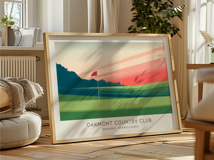 Oakmont Country Club Landscape Matte Border Poster | Oakmont, Pennsylvania Golf Wall Art — framed and ready to hang