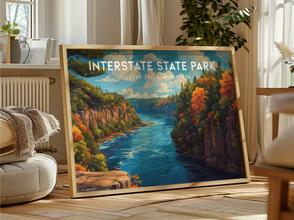 Interstate State Park Landscape Poster | Taylors Falls, Minnesota Travel Wall Art — framed and ready to hang