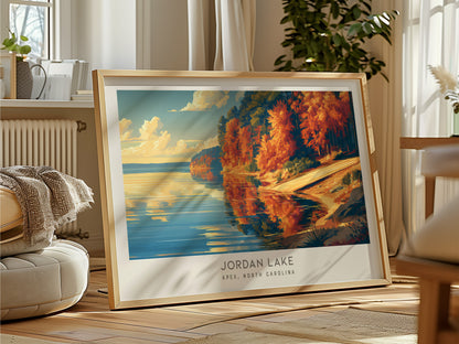 Jordan Lake Landscape Matte Border Poster | Apex, North Carolina Vacation Wall Art — framed and ready to hang